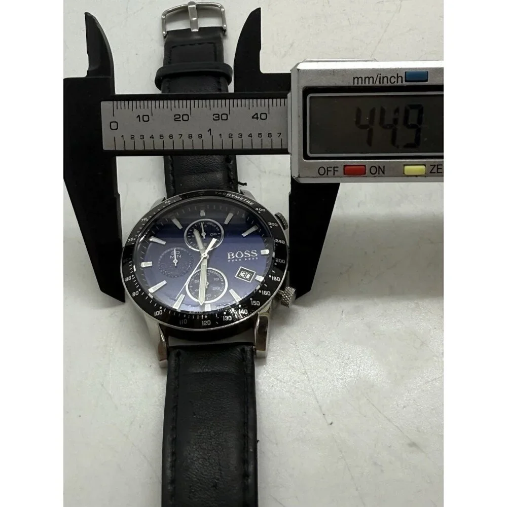 Hugo Boss Men's Watch Stainless Steel HB2841272912 Blue Multi Dial Face Leather